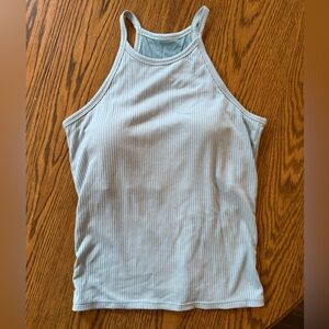 Klassy Network Ribbed Tank Top - Soft Blue